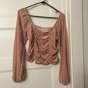 SO Blush Velvet Ruched Top